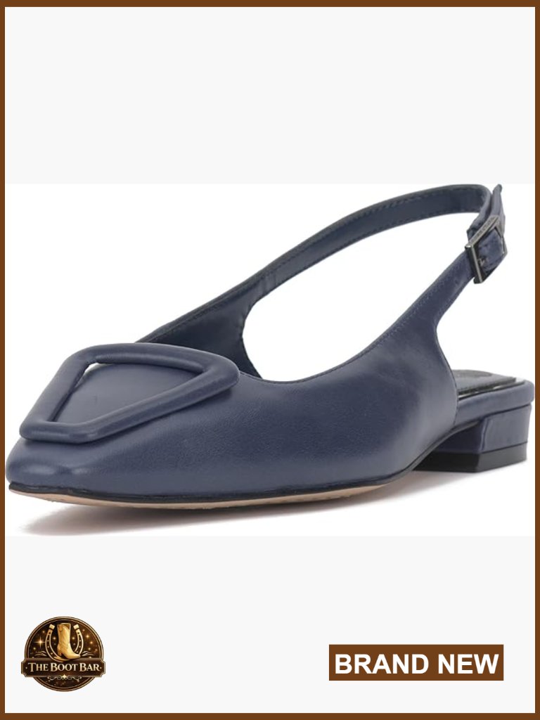 Slingback Flat Mule With Leather Upper, Adjustable Buckle, Lightweight Padded